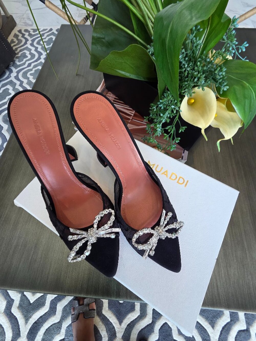 AMINA MUADDI Rosie Black Lace Sandals New & Authentic Size 40